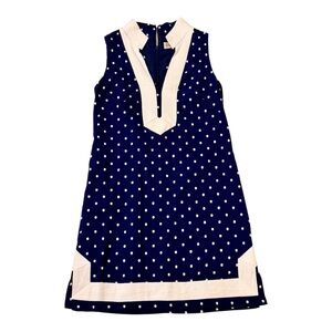 Eliza J Navy Blue Polka Dot Sheath Dress Size 6 Nautical Cotton Shift
Tea Party